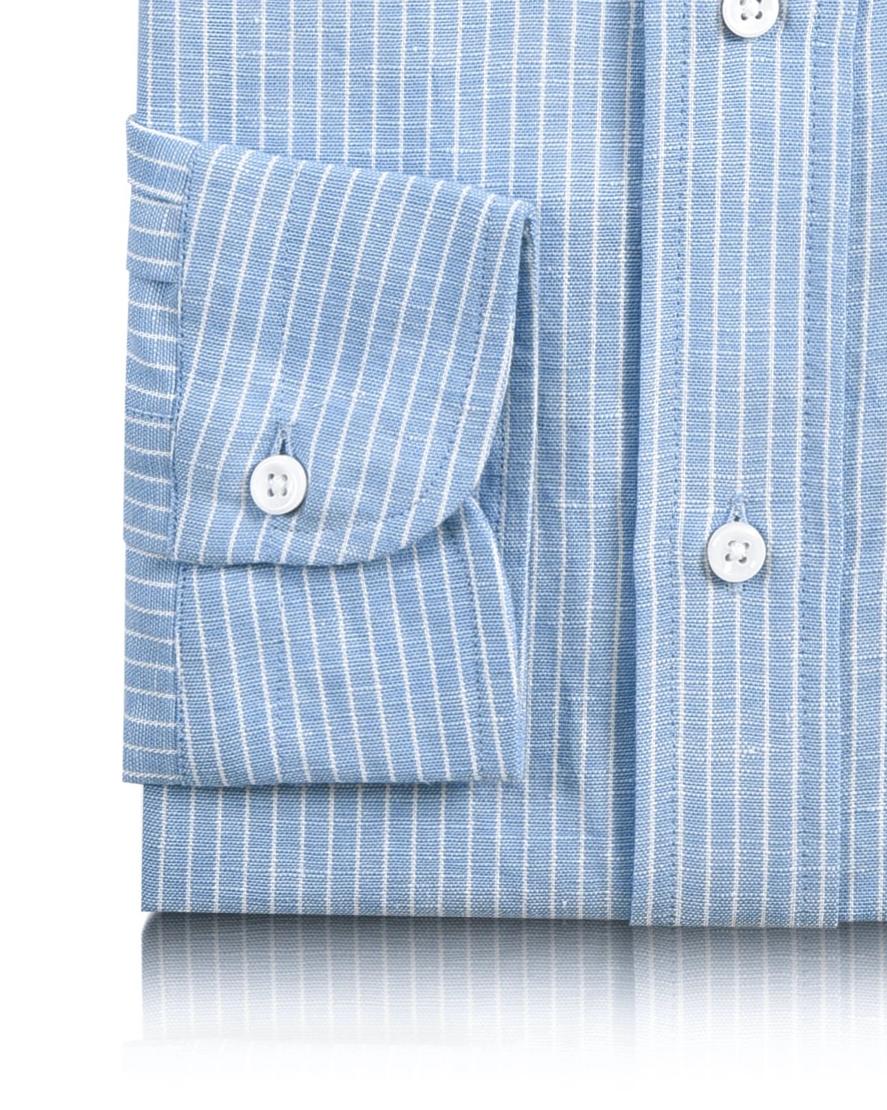 Camisa Azul con Rayas Blancas: Elegancia Casual en Lino y Algodón